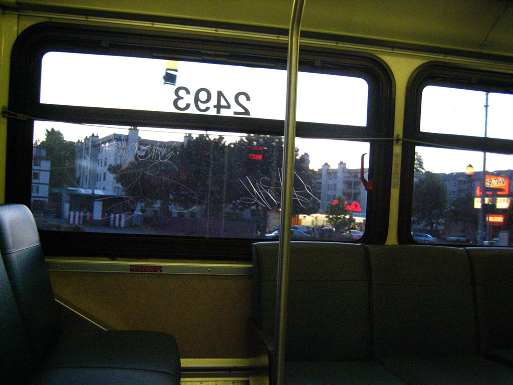 Sitting in the bus, looking out the window